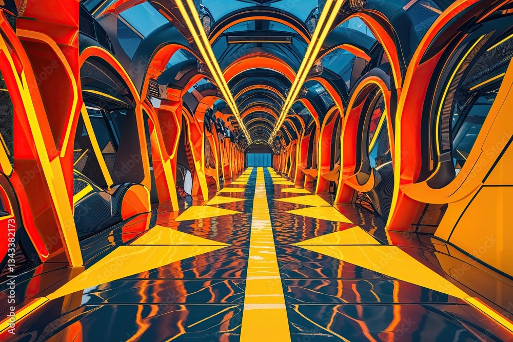 Fototapeta premium Dynamic Patterns in Electric Orange and Sunshine Yellow Design for Vibrant Visual Appeal