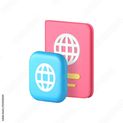 Passport personal data identification global international travel 3d icon realistic vector illustration. Person legal information official visa immigration citizenship id detailed datum identity