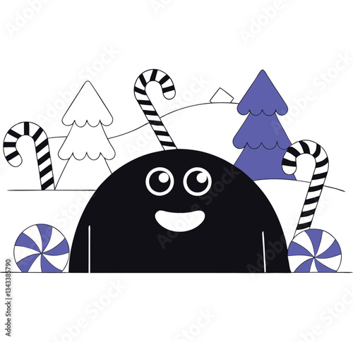 Cartoon Monsters, Aliens, and Pirate Characters - Black and White & Colored Illustrations