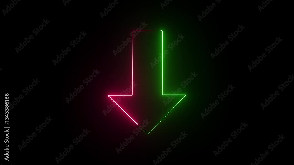 The down neon arrow features a bold, triangular shape pointing downward. It signifies descent, navigation, and selection, often used to indicate options or downward movement in interfaces. The down neon arrow features a bold, triangular shape pointing downward. It signifies descent, navigation, and selection, often used to indicate options or downward movement in interfaces.