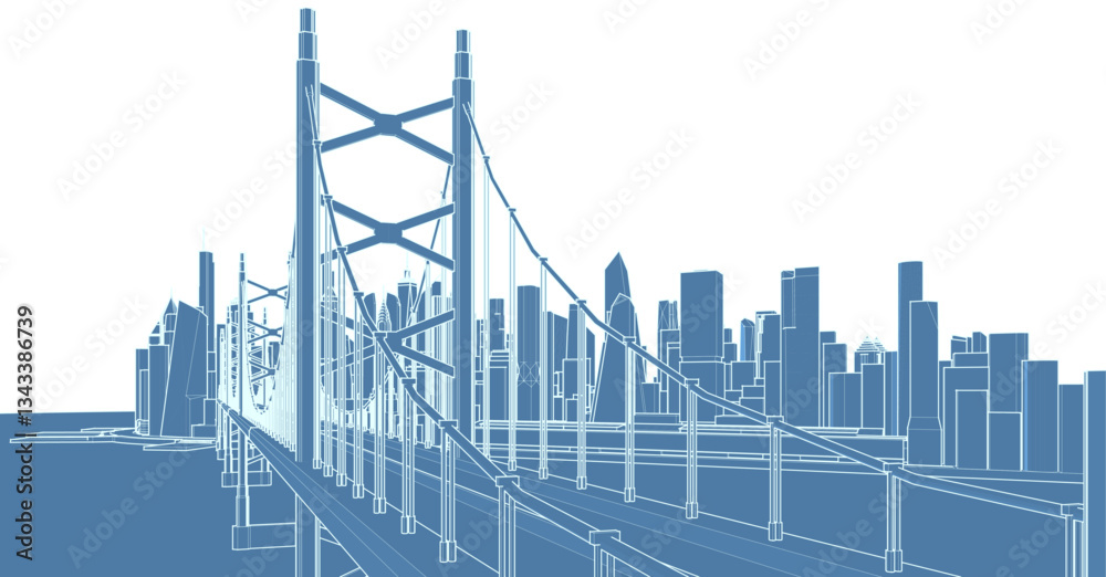 Obraz premium industrial landscape of a modern city 3d illustration