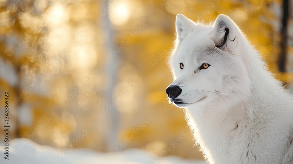 Obraz premium Space Arctic Wolf Perspective Pastel Nose Right Snowy