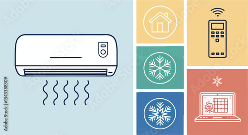 Air conditioner vector design, Air conditioner logo and icon design, Colorful Air conditioner vector design