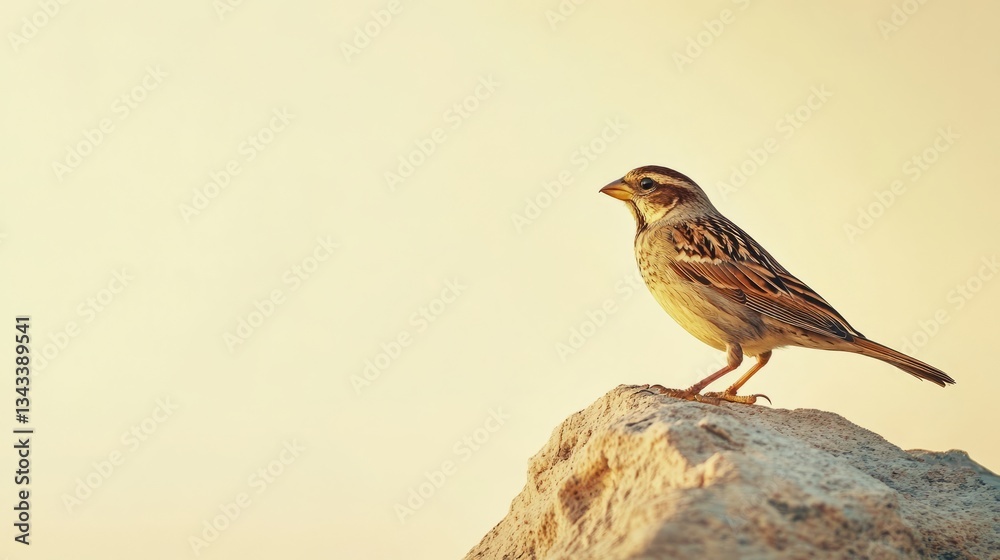 Space Brown Sparrow Moment Golden Text Cliff Yellow