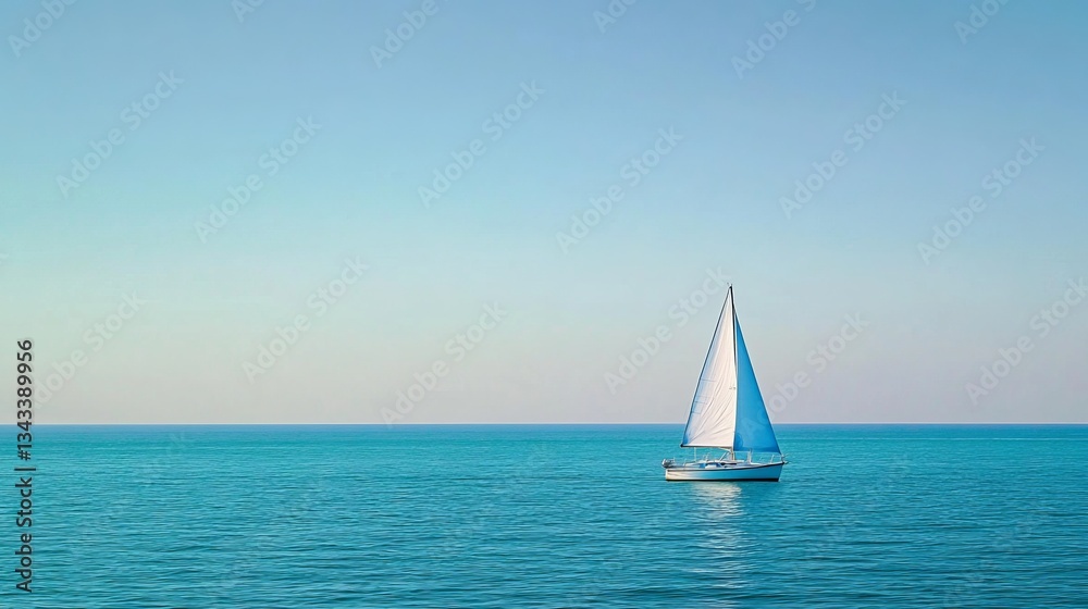 Obraz premium Space Sailboat Blue Overview Horizon Text Empty Sails