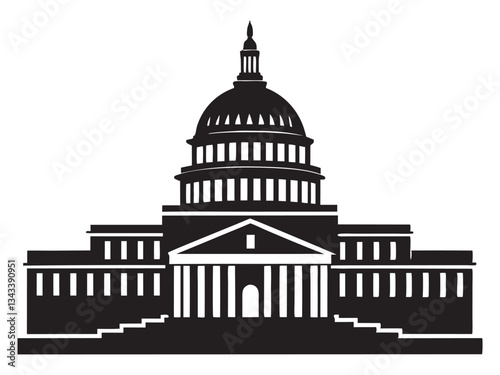 Washington Capitol in minimalist style. USA symbol vector silhouette illustration on white background