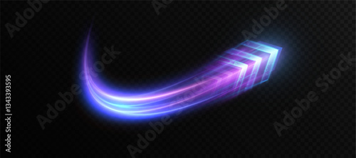 High-tech concept of a glowing arrow moving in the direction of increase. Dynamic high-speed streaming data traffic.. Adobe Illustrator Artwork