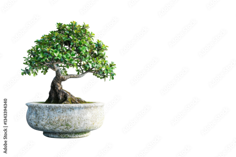 A serene bonsai tree in a rustic pot brings tranquility to a minimalist setting A serene bonsai tree in a rustic pot brings tranquility to a minimalist setting