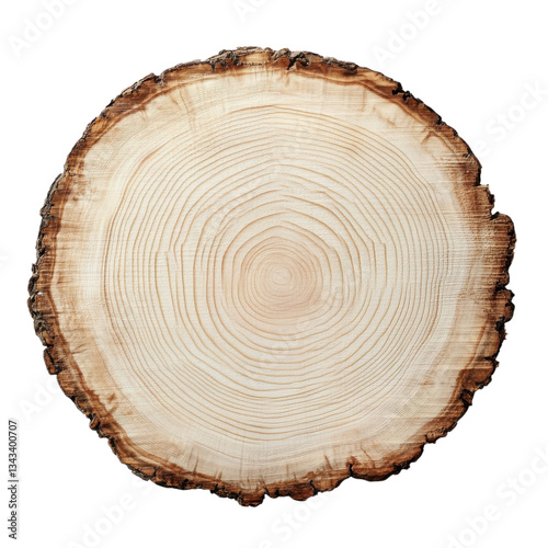 Rustic wood log slice cross section, natural tree stump rings texture, organic timber round for woodworking design isolated PNG with Transparent Background