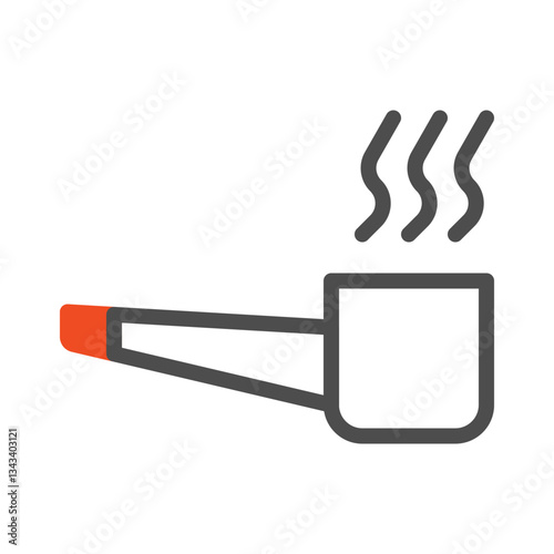 Simplified Smoking Pipe Icon with Rising Vapor