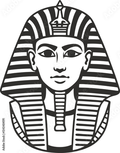 Ancient egyptian pharaoh bust illustration with traditional headdress