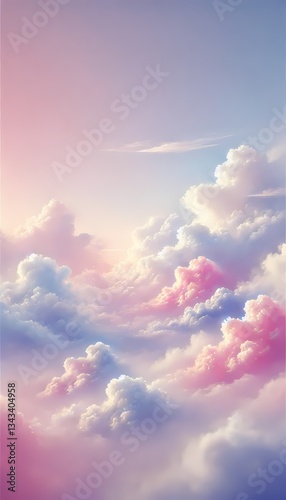 A serene abstract background and wallpaper featuring a dreamy blend of soft pastel clouds in pink, purple, and white