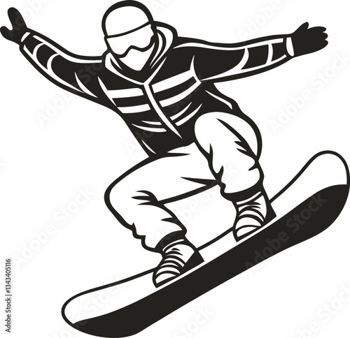 snowboarder leap in action silhouette winter sports, extreme adventure enthusiast, skillful freestyle performance