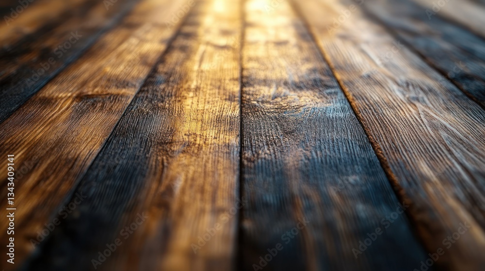 Aged wooden planks, sunlit, background, product display Aged wooden planks, sunlit, background, product display