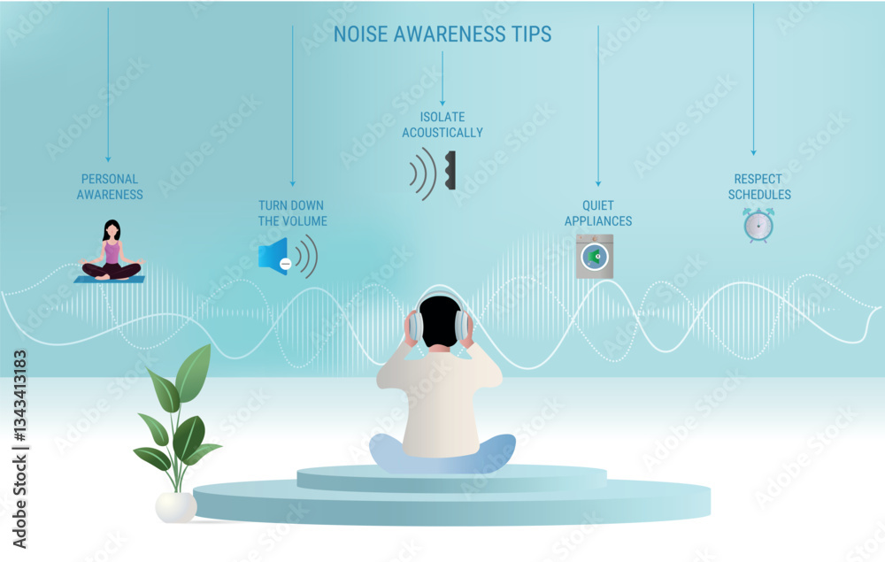 Man wearing headphones practicing noise awareness tips for better hearing health and celebrating international noise awareness day