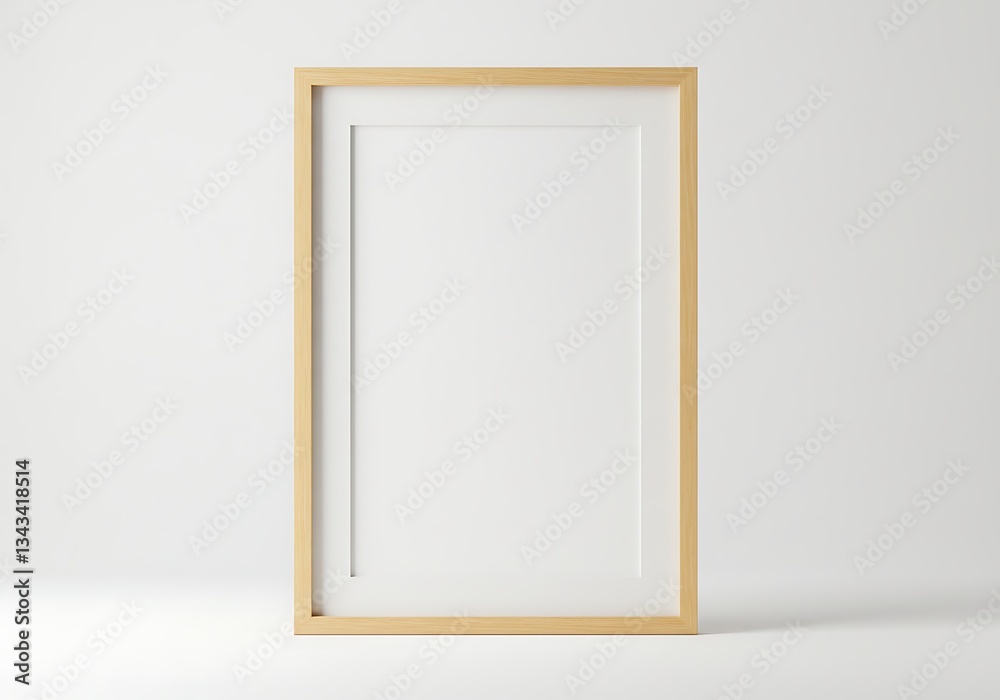 Empty Frame Stands on White Backdrop Simple Customizable Design Empty Frame Stands on White Backdrop Simple Customizable Design