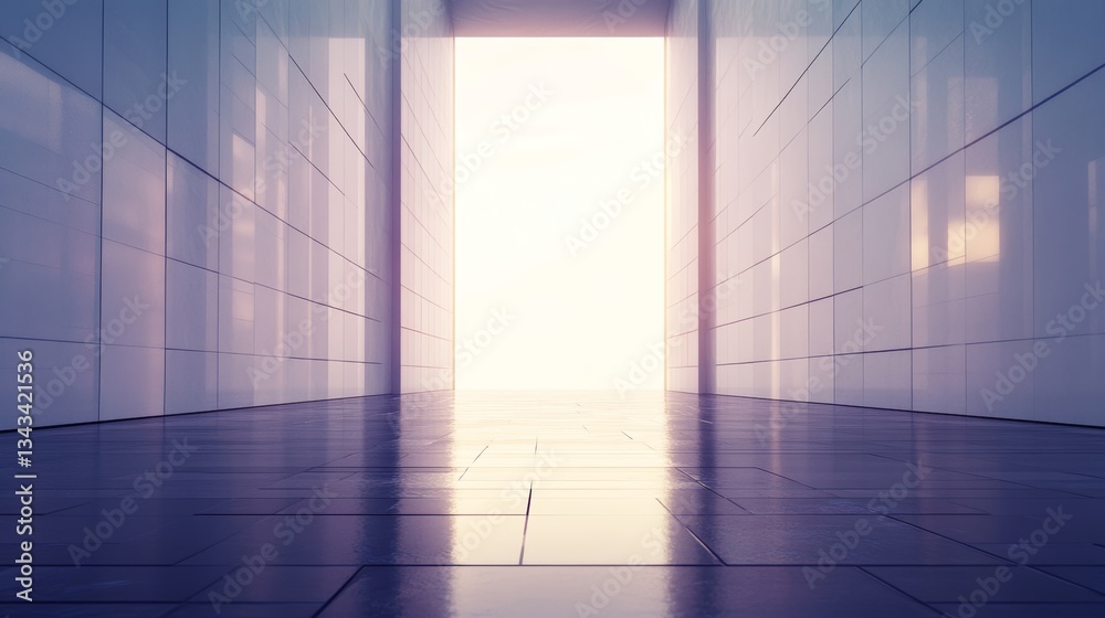 Fototapeta premium Abstract Corridor of Light and Reflection: Minimalist Architectural Perspective