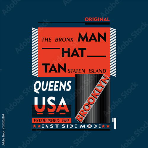 brooklyn manhattan bronx letter typography vector illustration