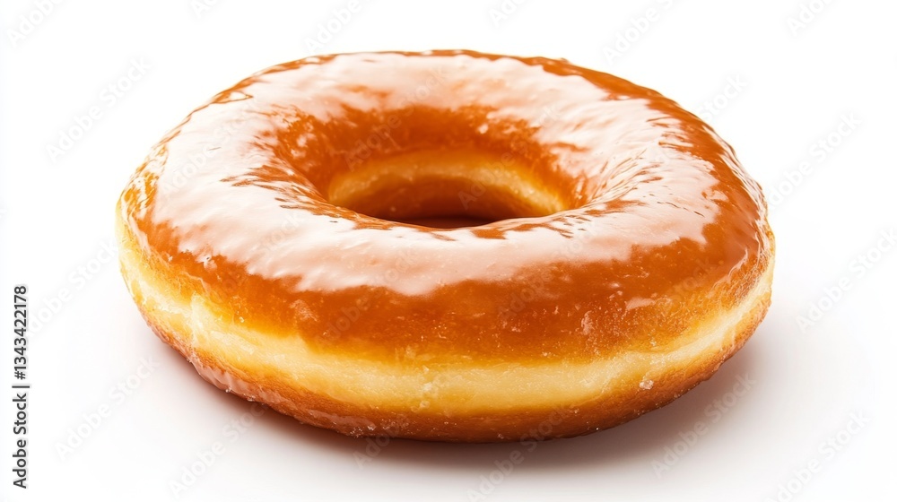 Glazed Doughnut with Shiny Surface on White Background Glazed Doughnut with Shiny Surface on White Background