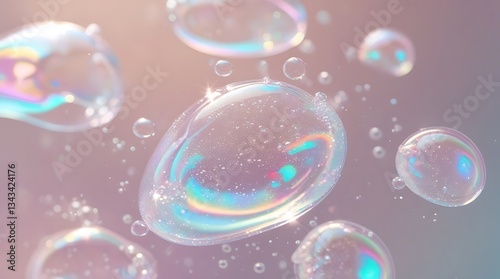 Wallpaper Mural Delicate Dance of Bubbles: A captivating close-up view of translucent bubbles floating, reflecting soft colors and a playful iridescence. Torontodigital.ca