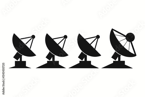 satellite dish icon line art silhouette vector illustration