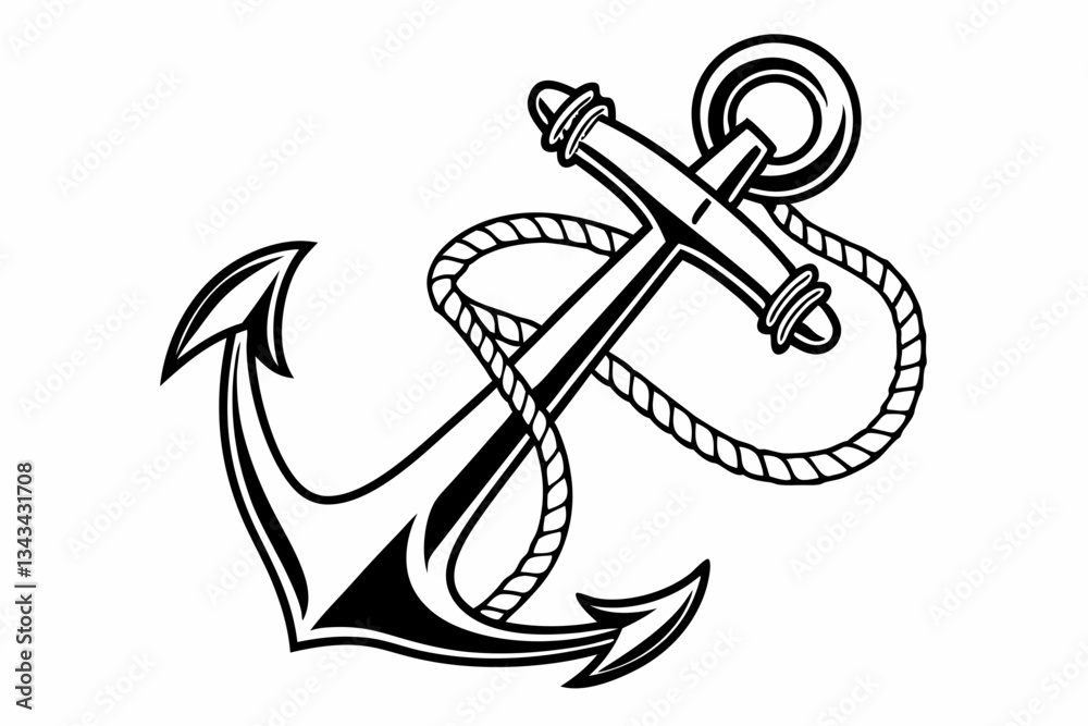Naklejka premium anchor icon line art silhouette vector illustration