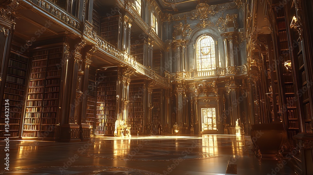 Sunlight streams through tall windows in a grand, gothic library, illuminating rows of bookshelves. Sunlight streams through tall windows in a grand, gothic library, illuminating rows of bookshelves.