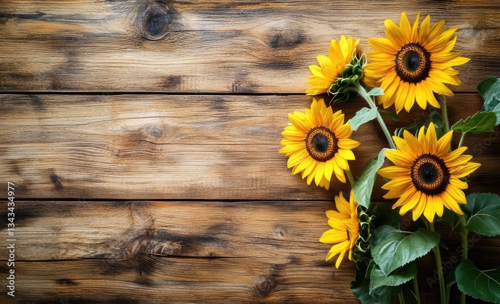 Obraz premium Sunflowers on Wood