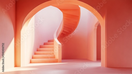Elegant Minimalist Interior with Soft Curves and Archways