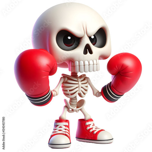 Very angry cute 3D skeleton isolated on white background