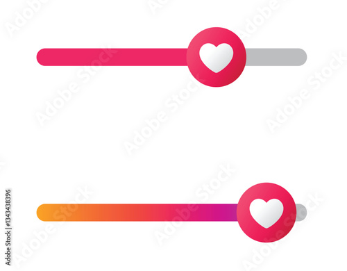 Instagram poll with heart icons on gradient sliding bar button for expressing popularity, engagement, feedback, approval, rating, love, favorite, positive, interaction on social media platforms