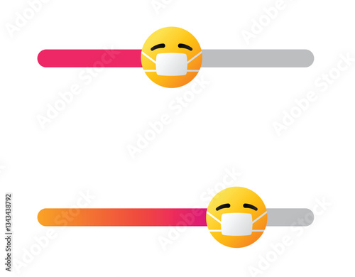 Instagram poll with sick emojis wearing masks on gradient loading bars showing alert, virus, protection, healthcare, health, risk, safety level on social media