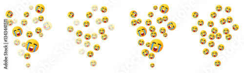 Groups of yellow crying icons emojis for emotional expression on social media. Vector element clipart for digital reaction, emoticon, feeling, emotion design