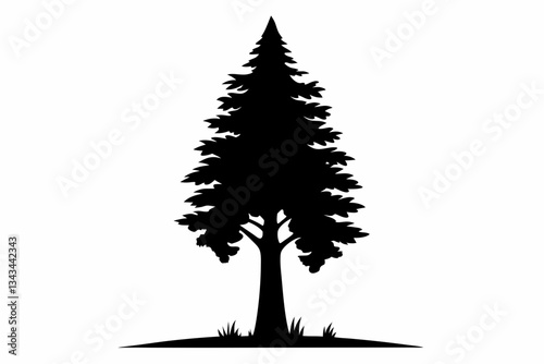 cypress tree line art silhouette vector illustration