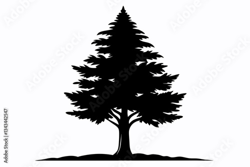 cypress tree line art silhouette vector illustration