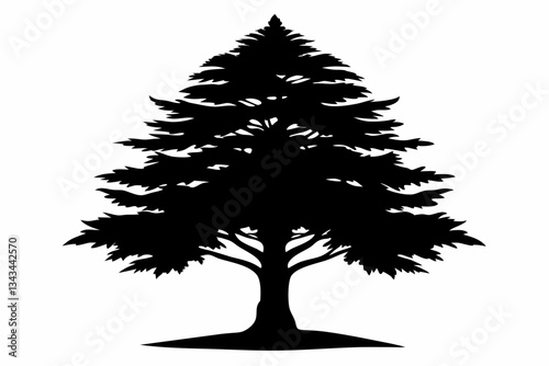 cypress tree line art silhouette vector illustration