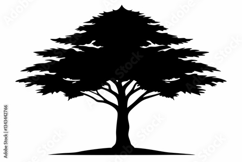 cypress tree line art silhouette vector illustration