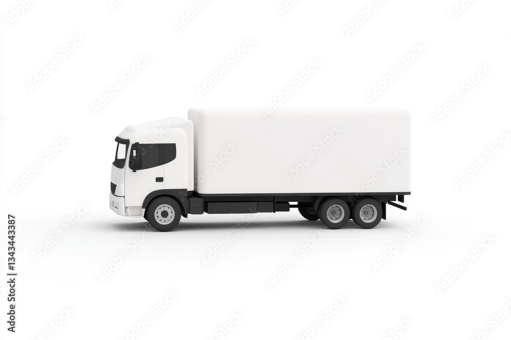 White delivery truck, side view White delivery truck, side view
