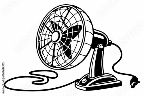 electric charger fan line art silhouette vector illustration