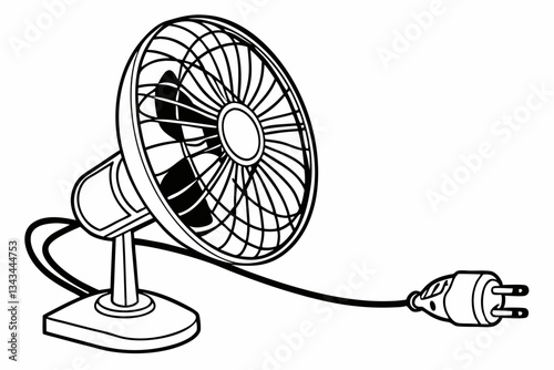 electric charger fan line art silhouette vector illustration