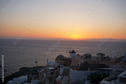 Sunset views in Oia (Santorini). photo