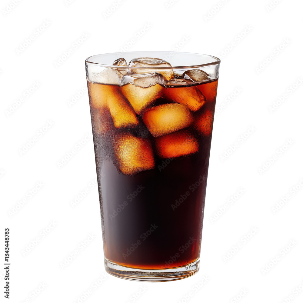 A refreshing glass of iced beverage with ice cubes, perfect for hot days. A refreshing glass of iced beverage with ice cubes, perfect for hot days.