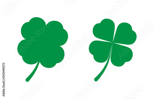 Four-leaf clover green. Cloverleaf icon. Luck Shamrock sign. Easy editable vector design