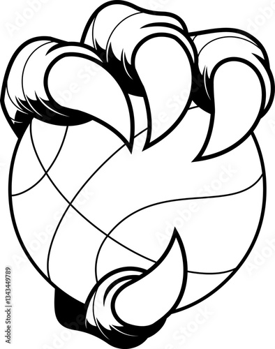 Black And White Eagle Claw Gripping Basketball Mascot Logo