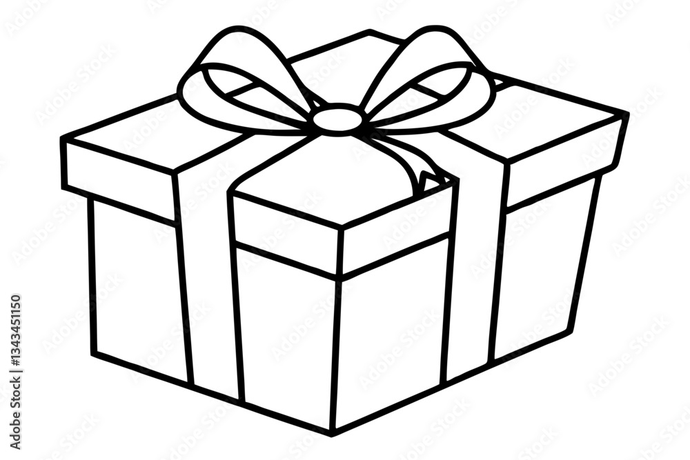 Obraz premium gift box line art silhouette vector illustration