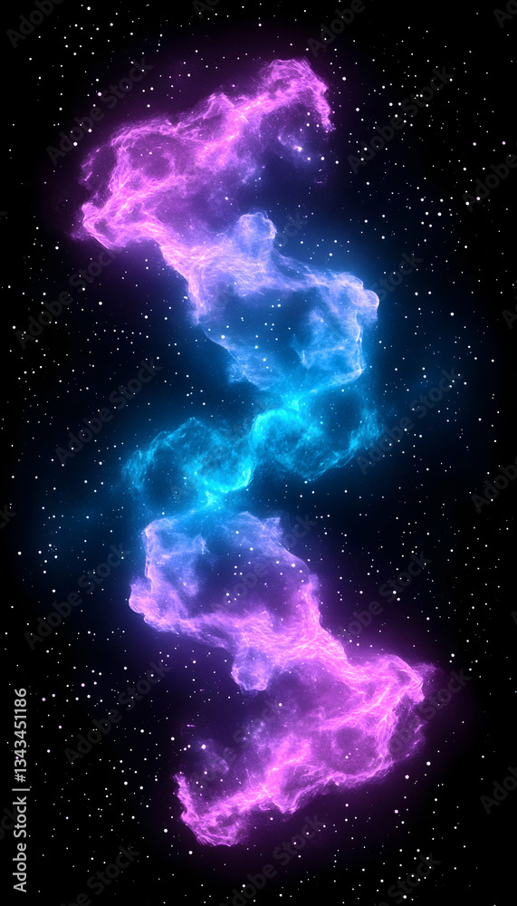 Abstract cosmic nebula with vibrant purple and blue swirling energy Abstract cosmic nebula with vibrant purple and blue swirling energy