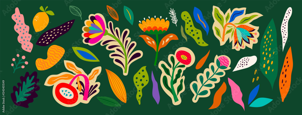 custom made wallpaper toronto digitalBeautiful modern flower collection with flowers, leaves, flower compositions.	