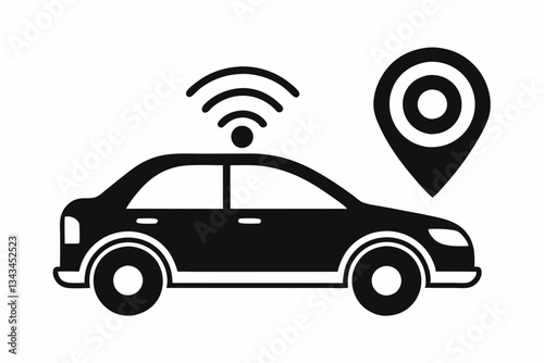 gps car tracker icon line art silhouette vector illustration