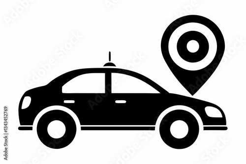 gps car tracker icon line art silhouette vector illustration