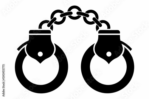 handcuffed icon line art silhouette vector illustration